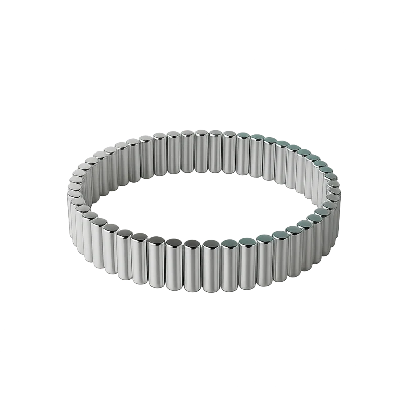 Silver bracelet in a circular arrangement