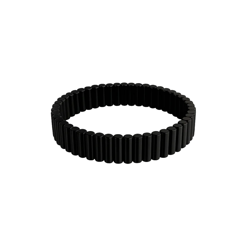Black bracelet made from sixty cylindrical magnets